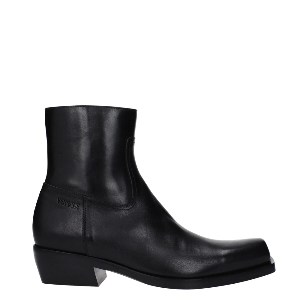 Versace Black Leather Ankle Boots - EU41/US8