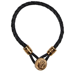 Versace Black Leather Bracelet