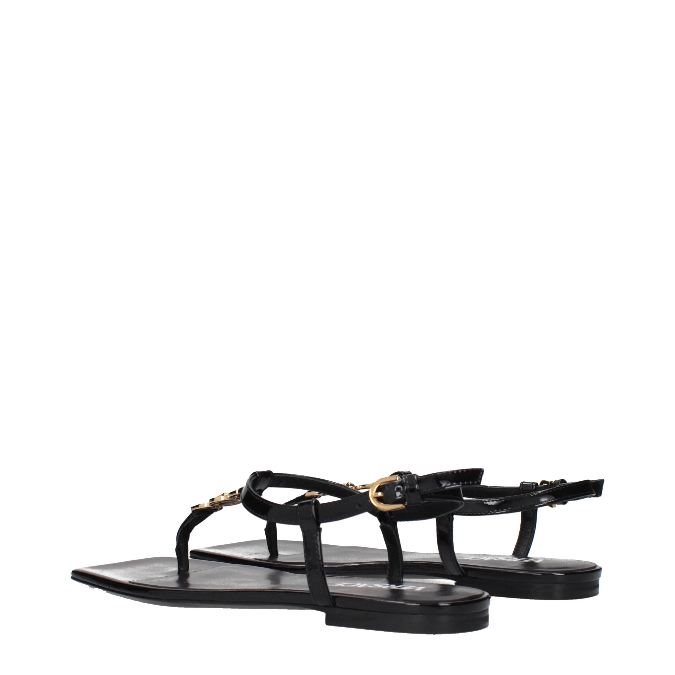 Versace Black Leather Flip-Flop Sandals - EU38/US8