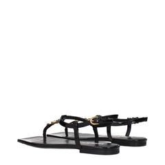 Versace Black Leather Flip-Flop Sandals - EU38/US8