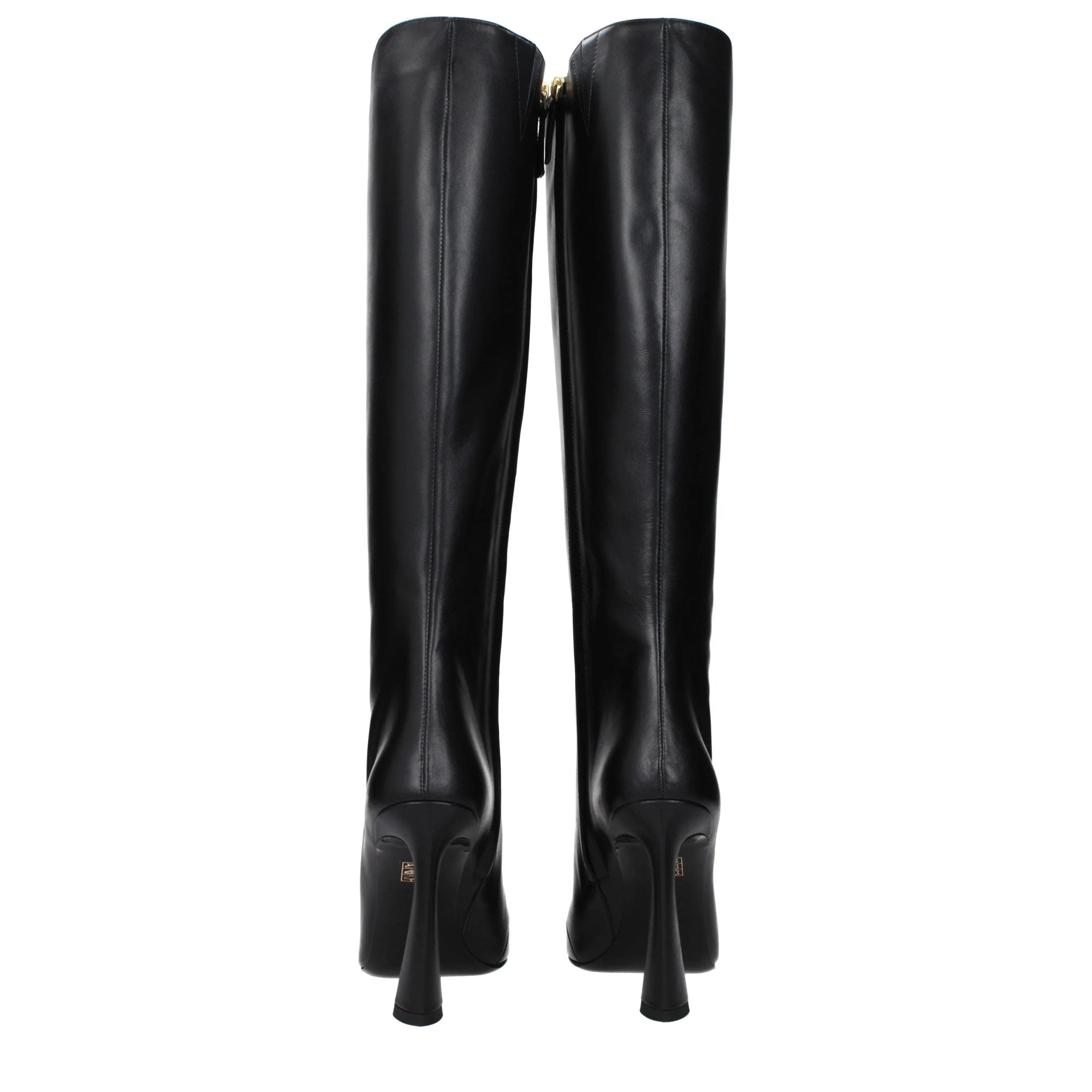 Versace Black Leather High Heel Boots