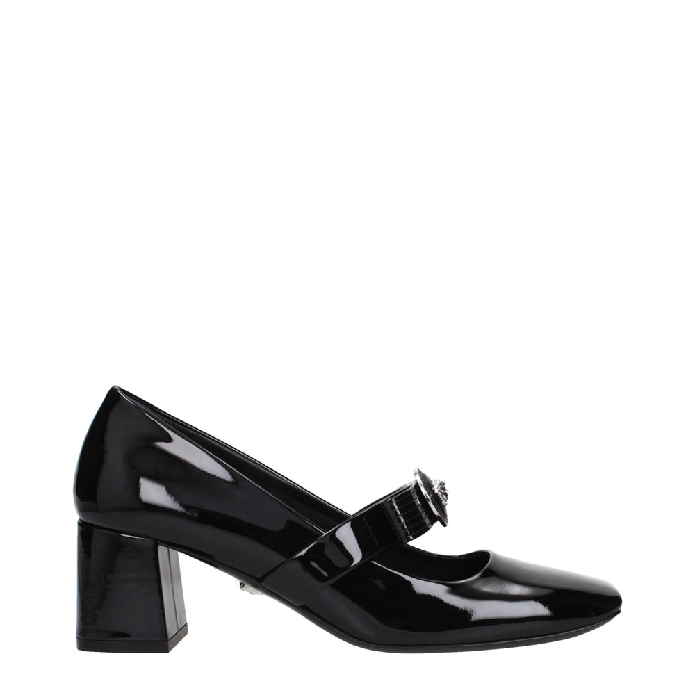 Versace Black Leather Mid Heel Pumps - EU36/US6