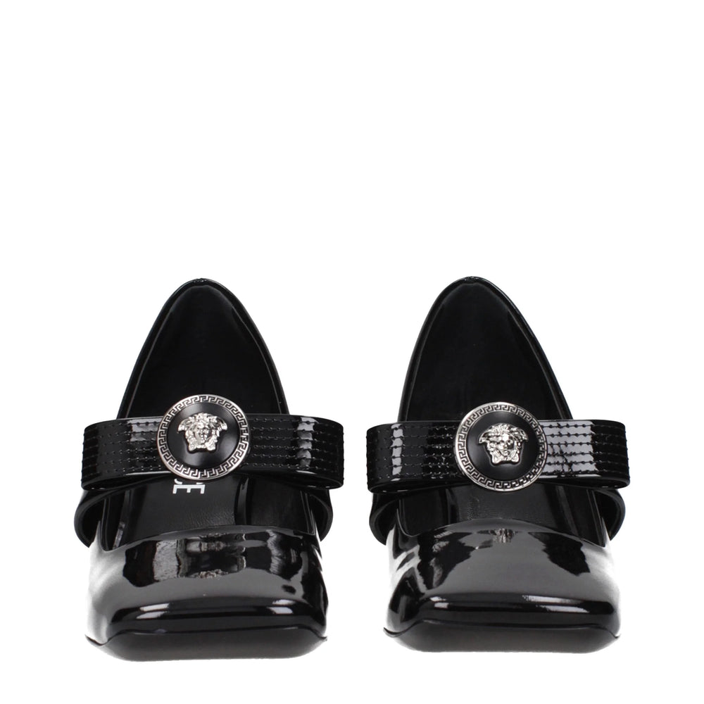 Versace Black Leather Mid Heel Pumps - EU36/US6