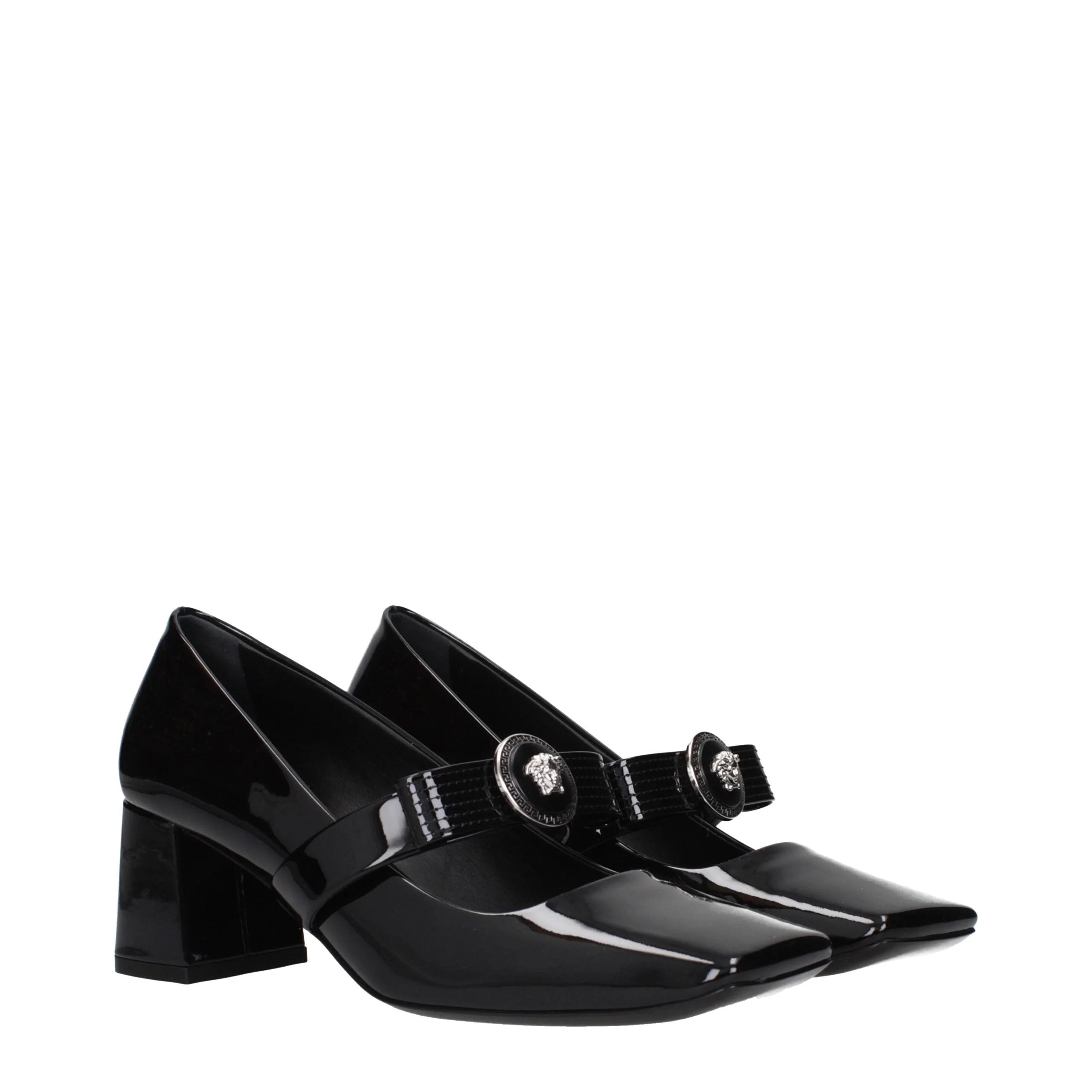 Versace Black Leather Mid Heel Pumps - EU36/US6
