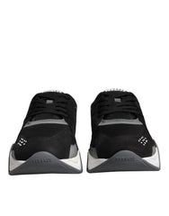 Versace Black Leather Neoprene Chunky Low Top Sneakers Squalo Shoes - Sneakers