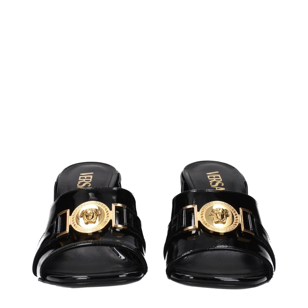 Versace Black Leather Platform Sandals