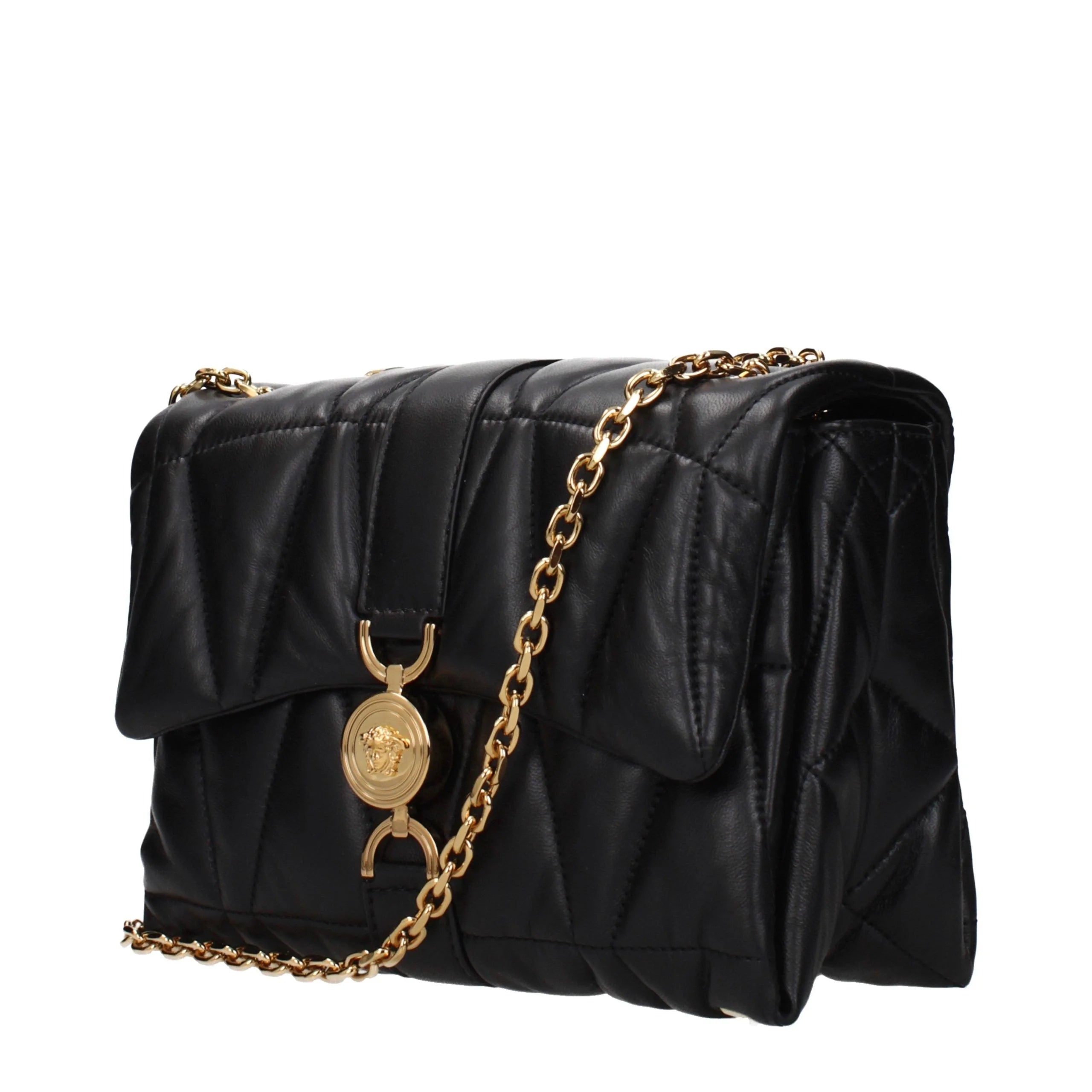 Versace Zwarte Leer Schoudertas