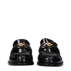 Versace Schwarze Leder Slipper