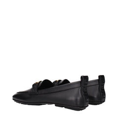 Versace Black Leather Slip-On Loafers