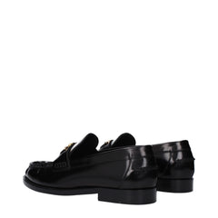 Versace Black Leather Slip-On Loafers