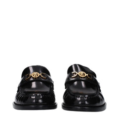 Versace Black Leather Slip-On Loafers