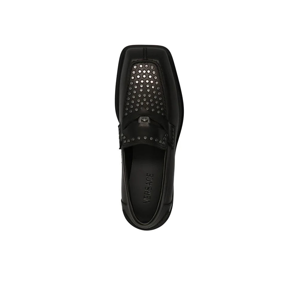 Versace Schwarze Lederslippers