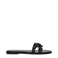 Versace Black Leather Slippers - EU37/US7