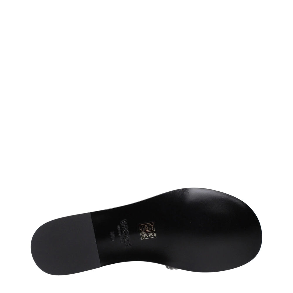 Versace Black Leather Slippers - EU37/US7