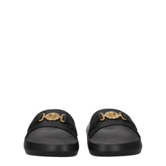Versace Black Leather Slippers Sandals
