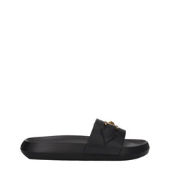 Versace Black Leather Slippers Sandals