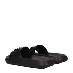 Versace Black Leather Slippers Sandals