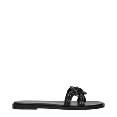 Versace Black Leather Slippers Sandals - EU38.5/US8.5