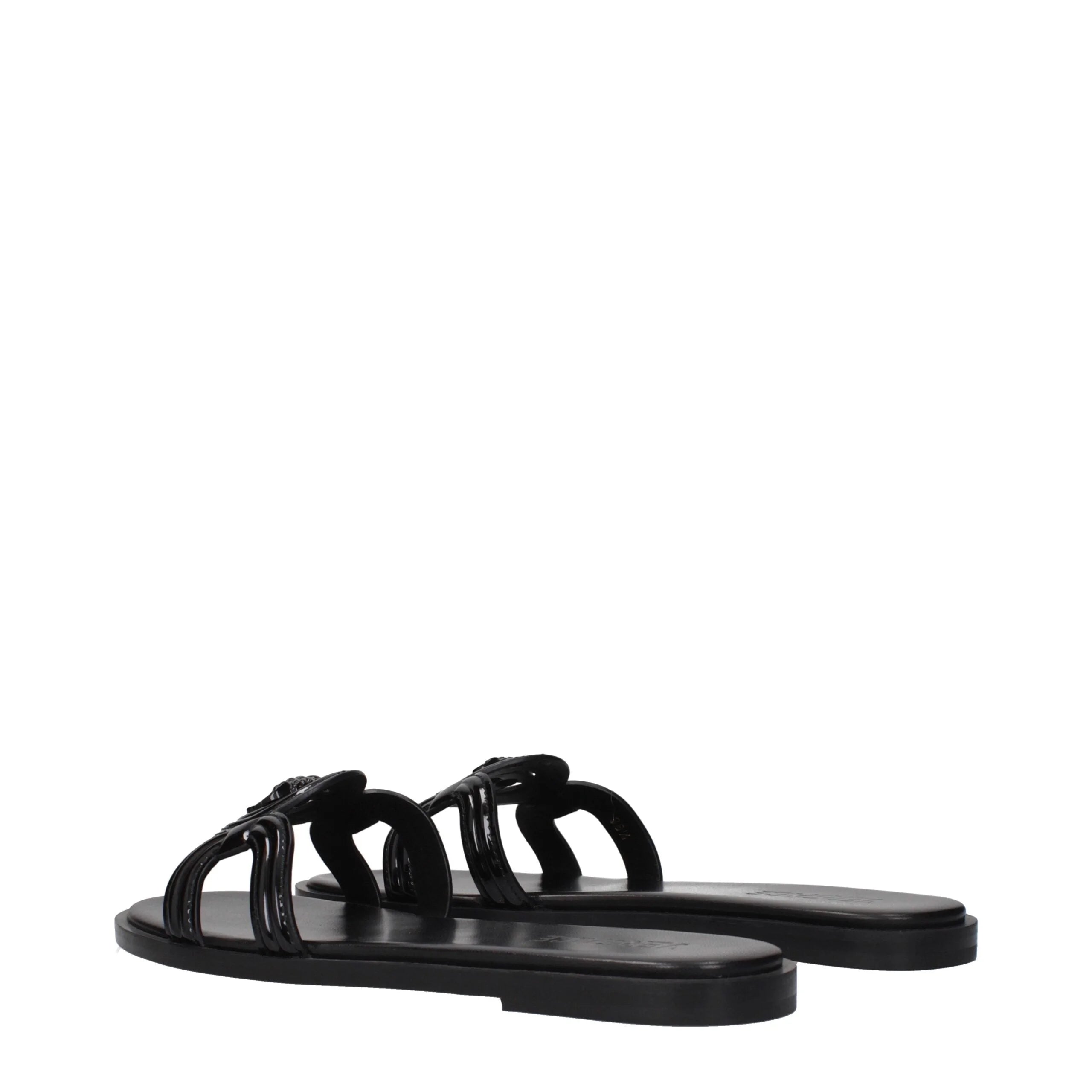 Versace Black Leather Slippers Sandals - EU38.5/US8.5