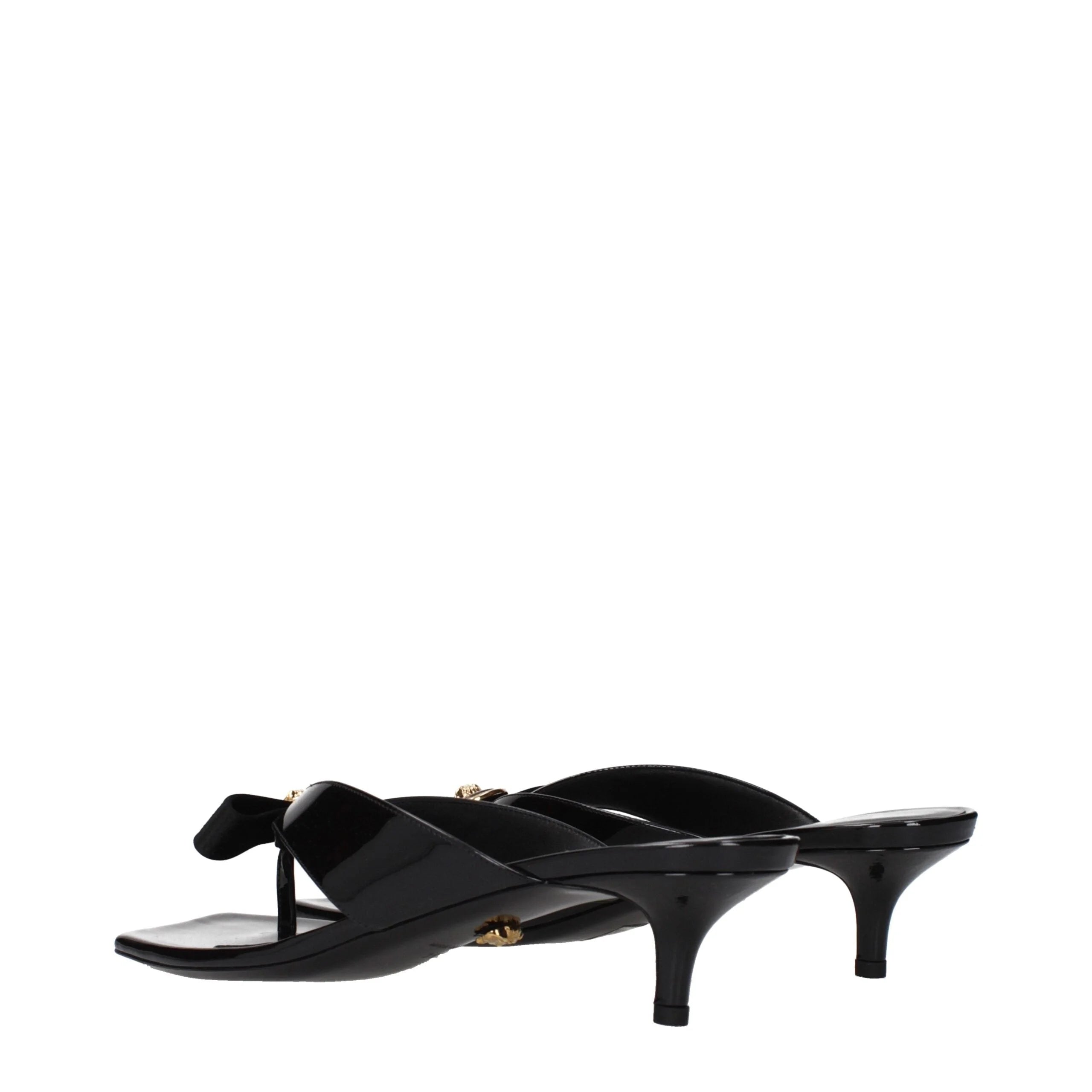 Versace Black Leather Stiletto Heels Sandals - EU36/US6