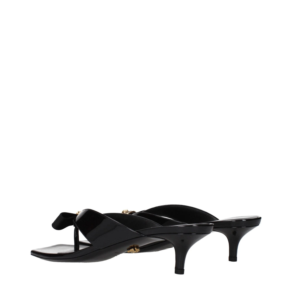 Versace Black Leather Stiletto Heels Sandals - EU36/US6