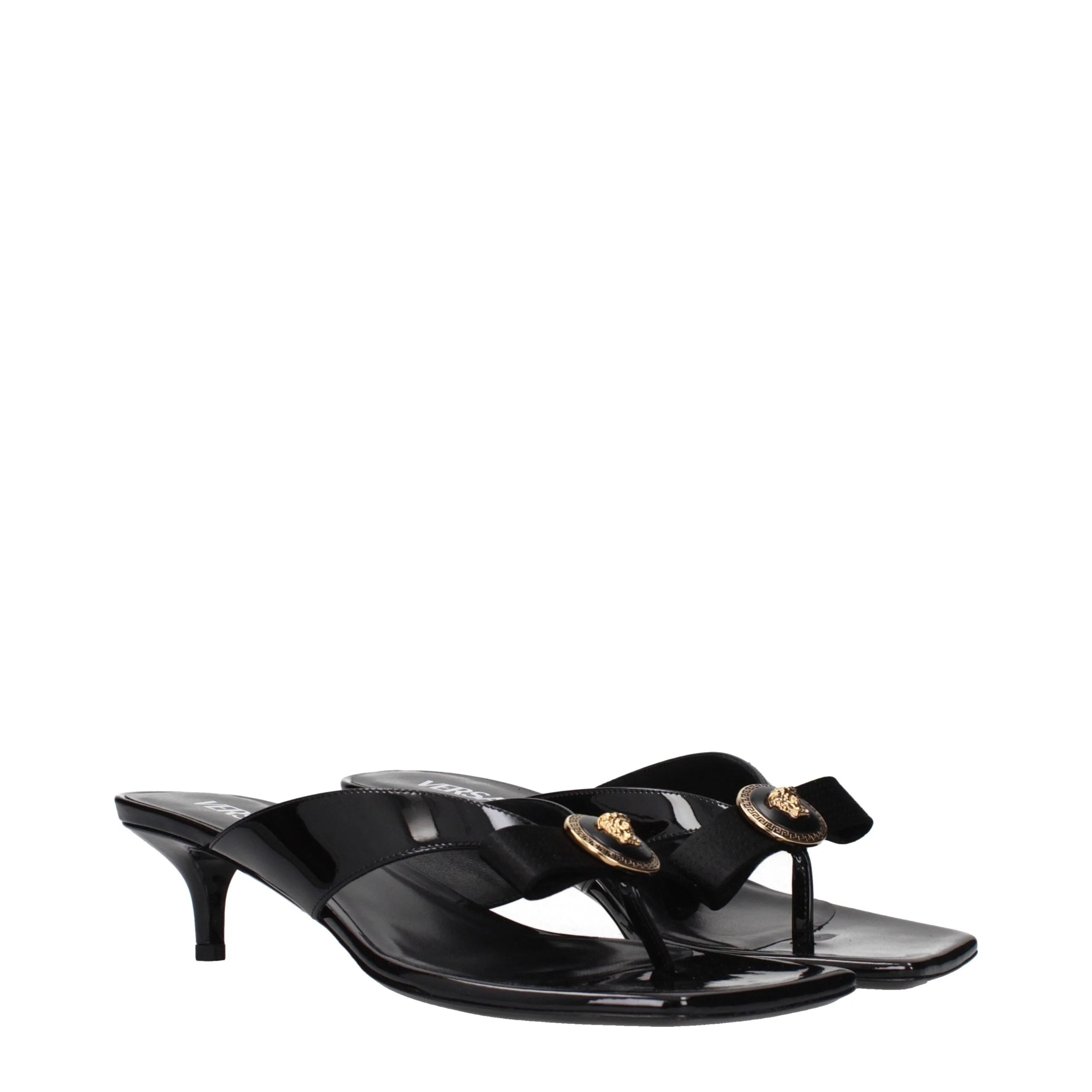 Versace Black Leather Stiletto Heels Sandals - EU36/US6