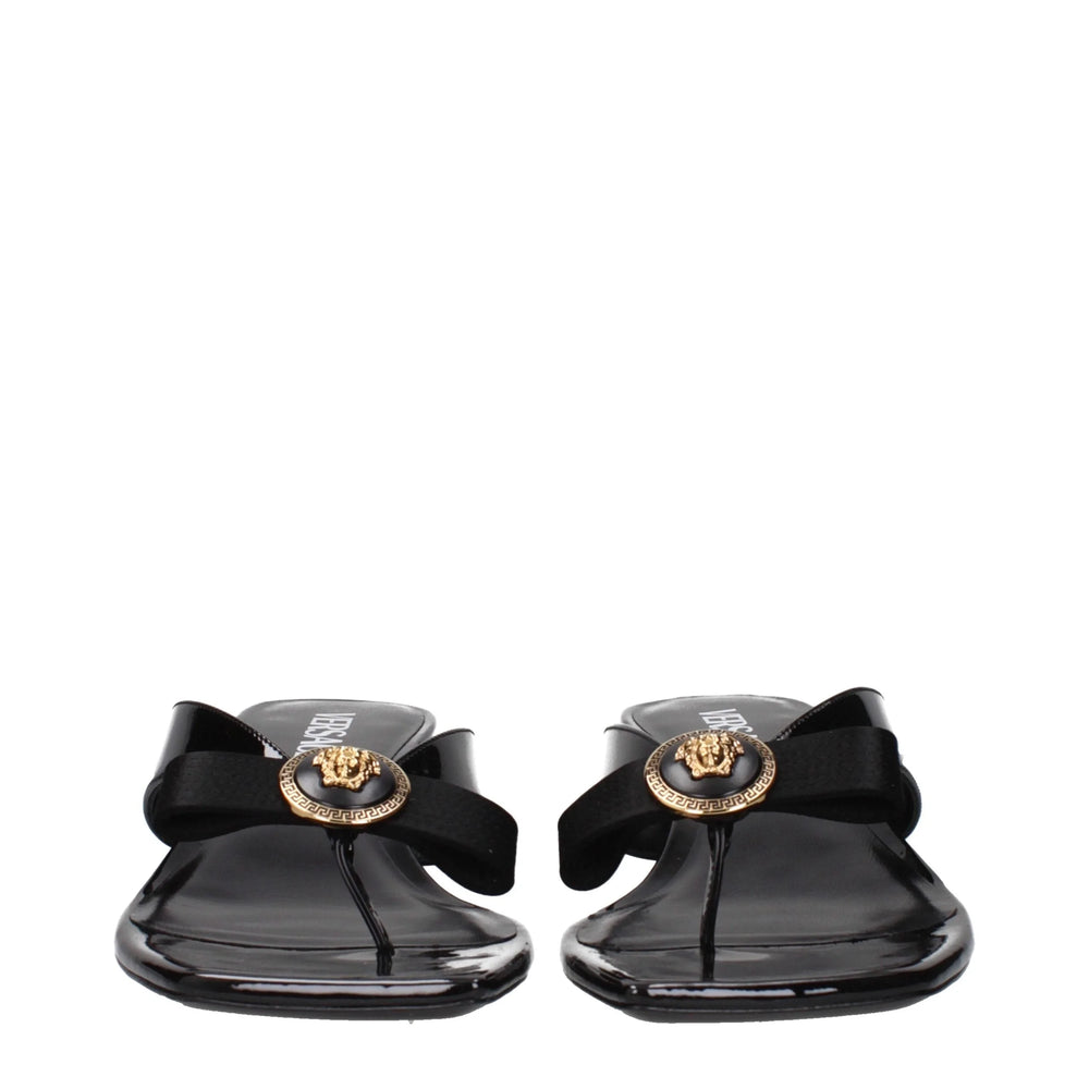 Versace Black Leather Stiletto Heels Sandals - EU36/US6
