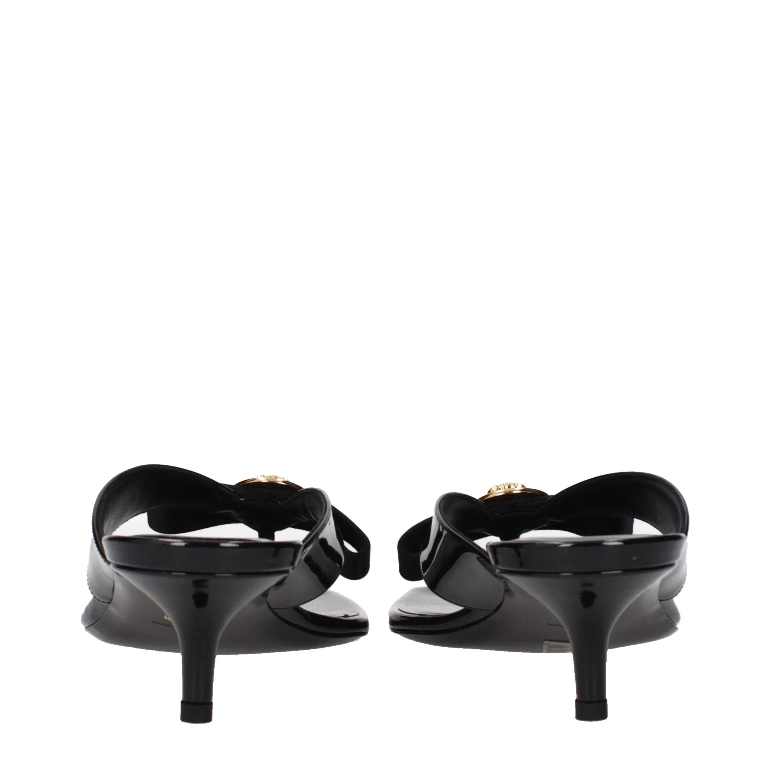 Versace Black Leather Stiletto Heels Sandals - EU36/US6