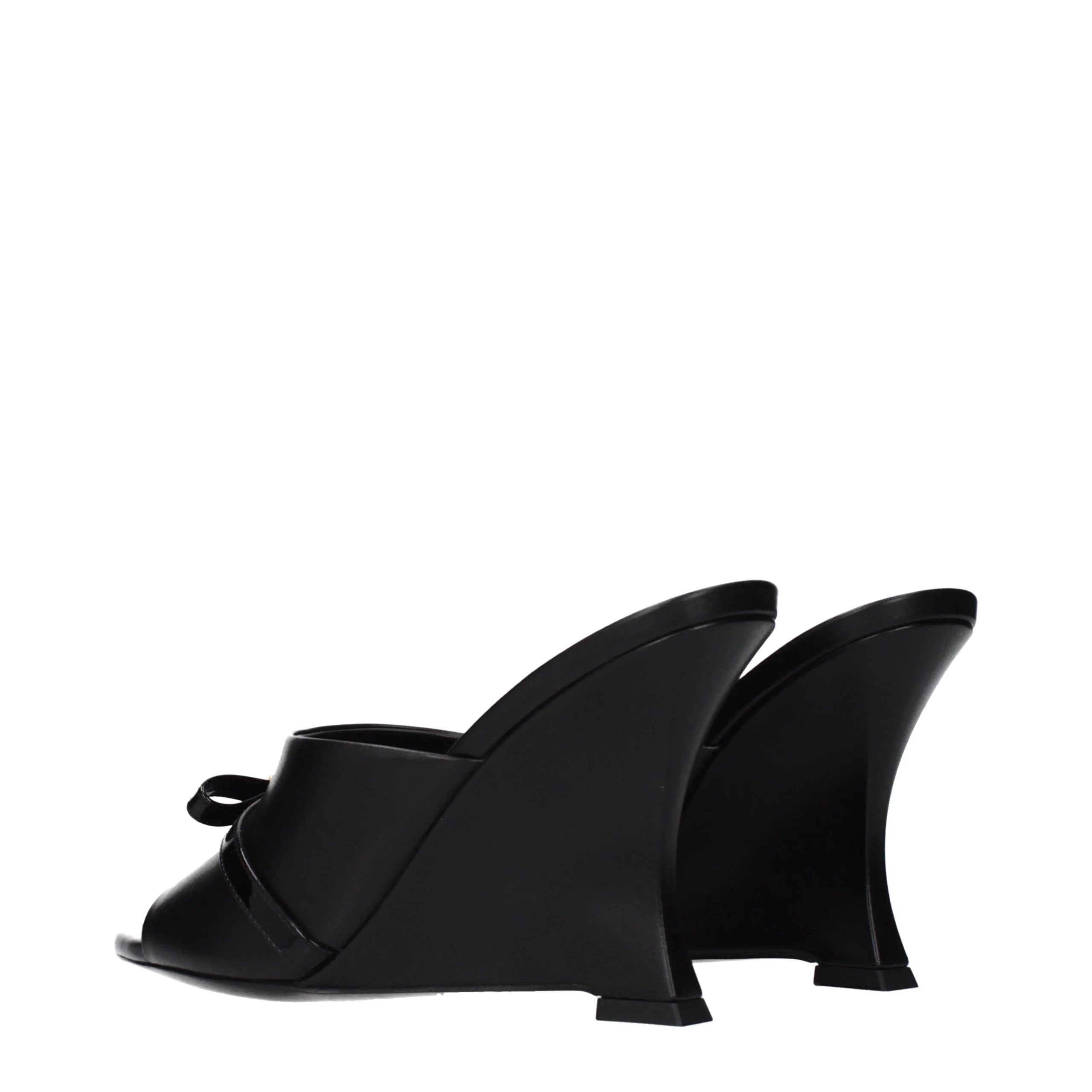 Versace Black Leather Wedge Sandals - EU36/US6