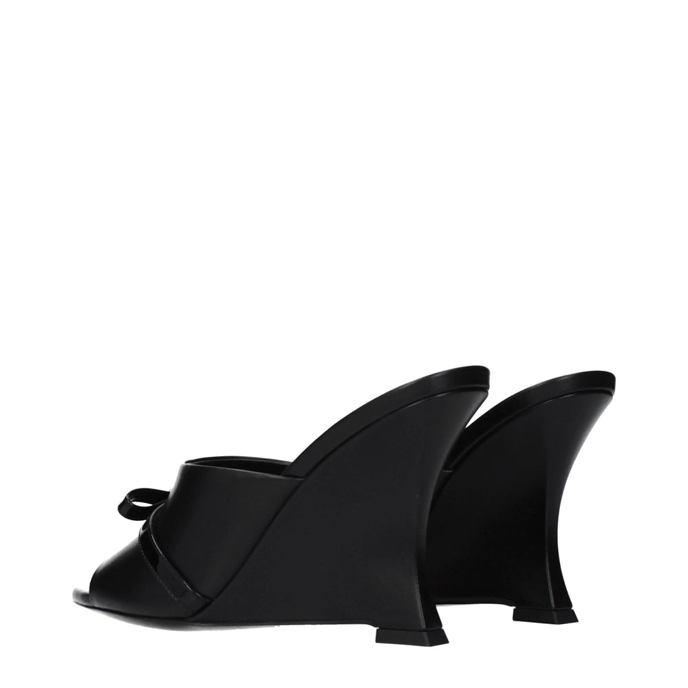 Versace Black Leather Wedge Sandals - EU36/US6