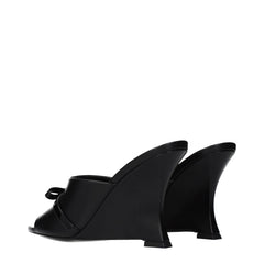 Versace Black Leather Wedge Sandals - EU36/US6