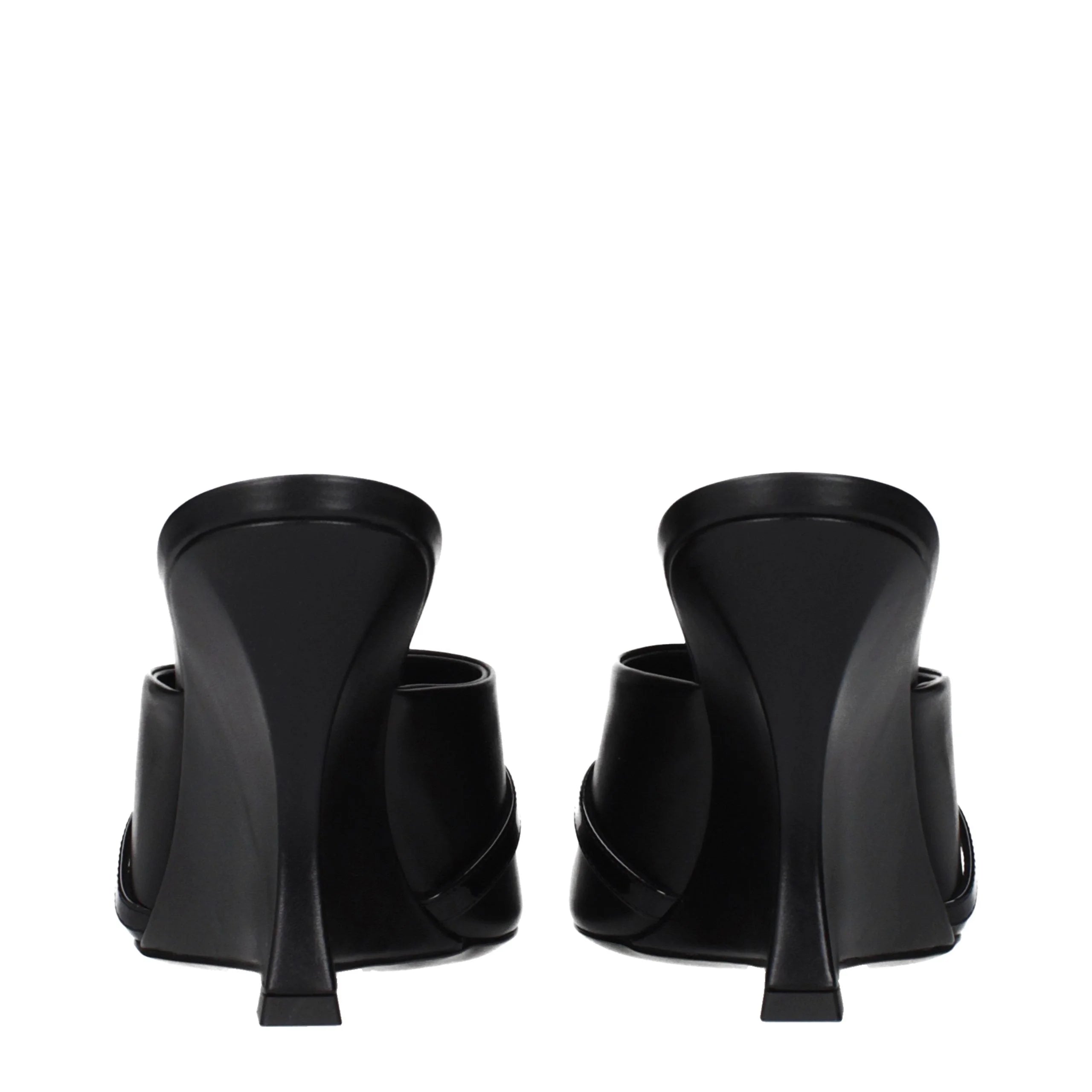Versace Black Leather Wedge Sandals - EU36/US6