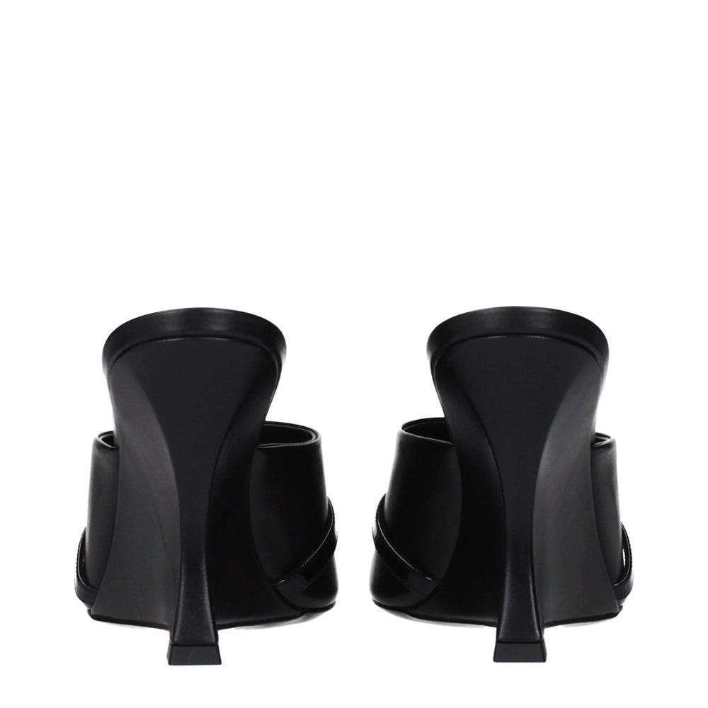 Versace Black Leather Wedge Sandals - EU36/US6