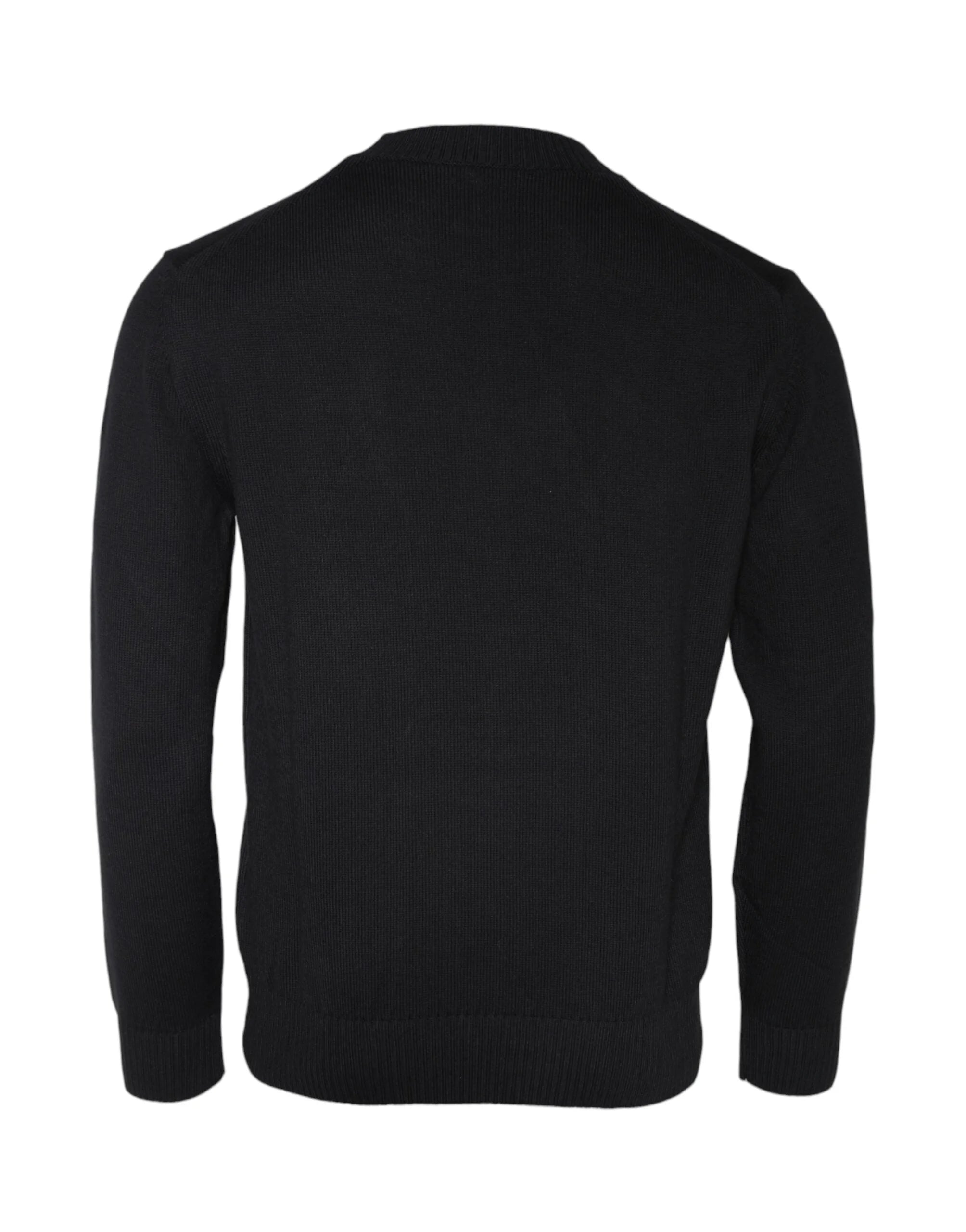 Versace Black Medusa Embroidery Crew Neck Pullover Sweater - Sweaters