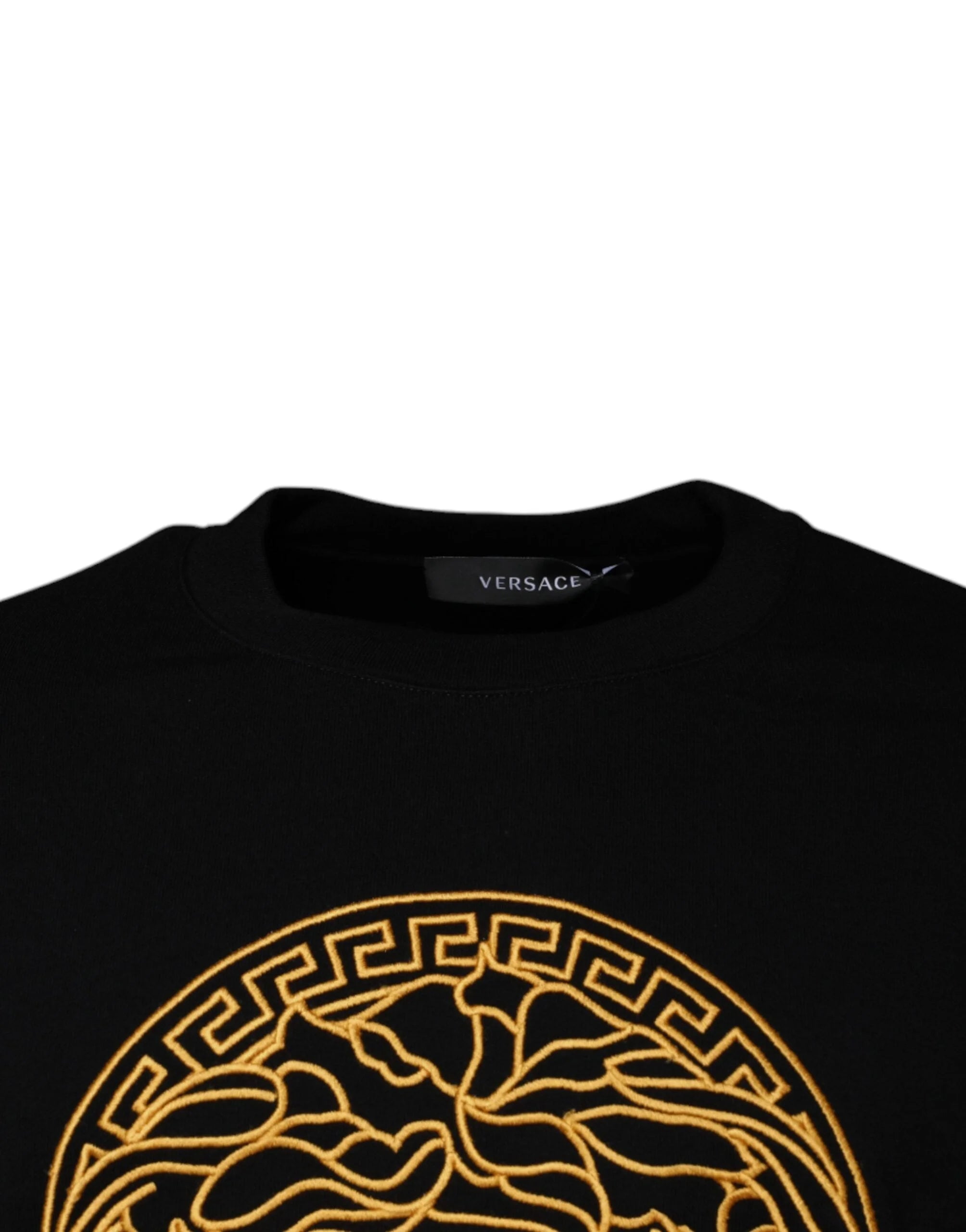 Versace Black Medusa Embroidery Crew Neck Pullover Sweater - Sweaters