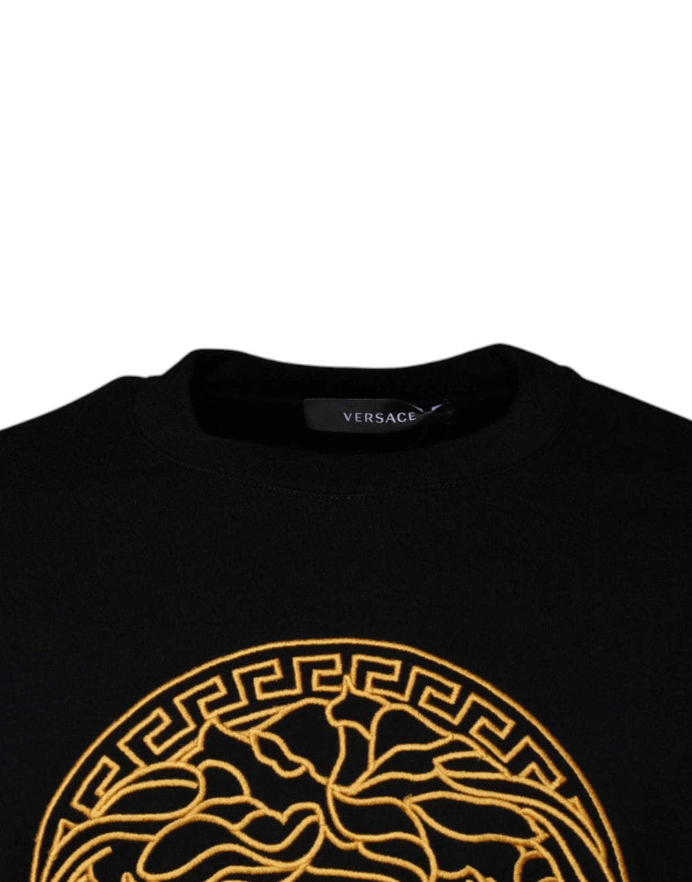 Versace Black Medusa Embroidery Crew Neck Pullover Sweater - Sweaters