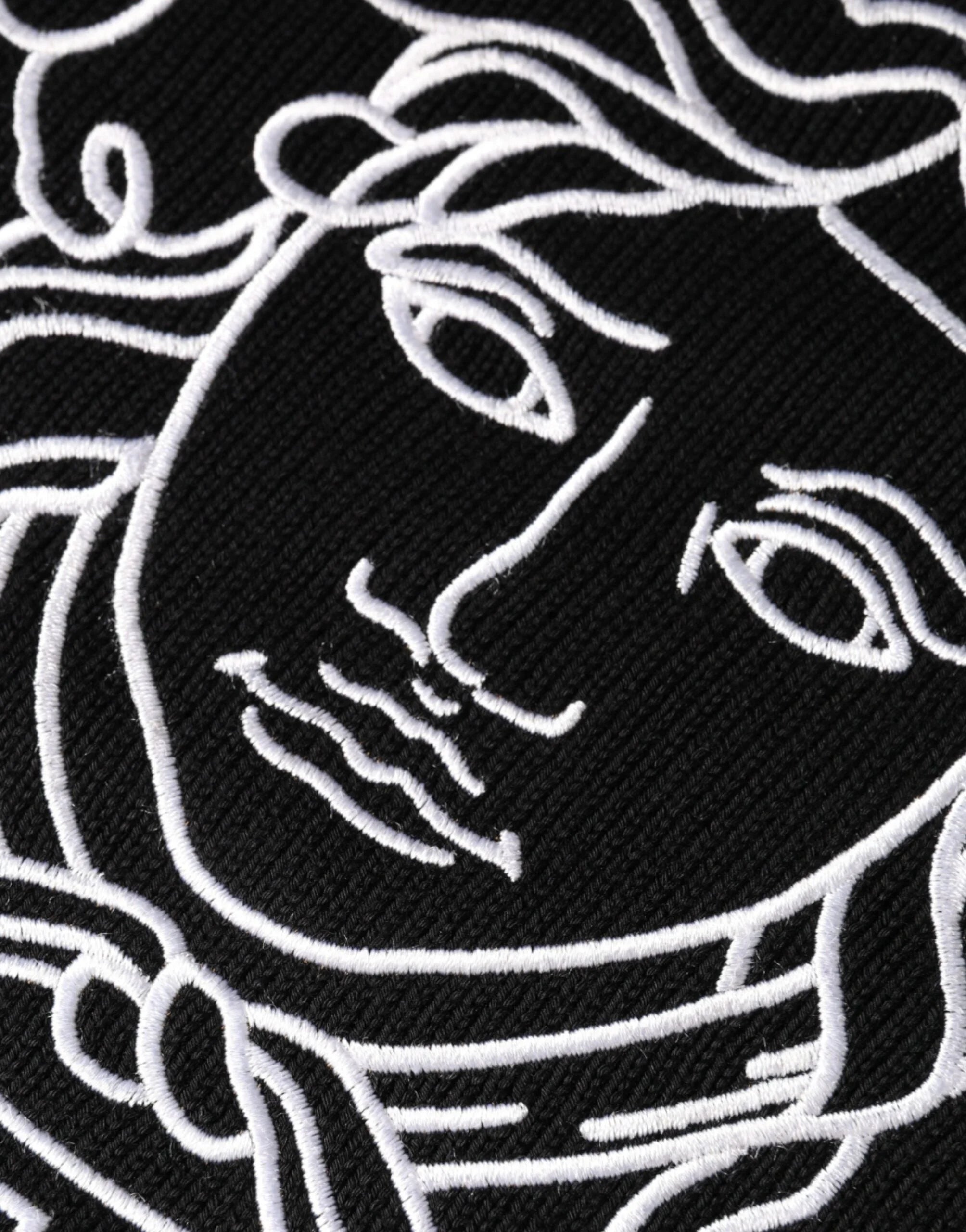 Versace Black Medusa Embroidery Crew Neck Pullover Sweater - Sweaters