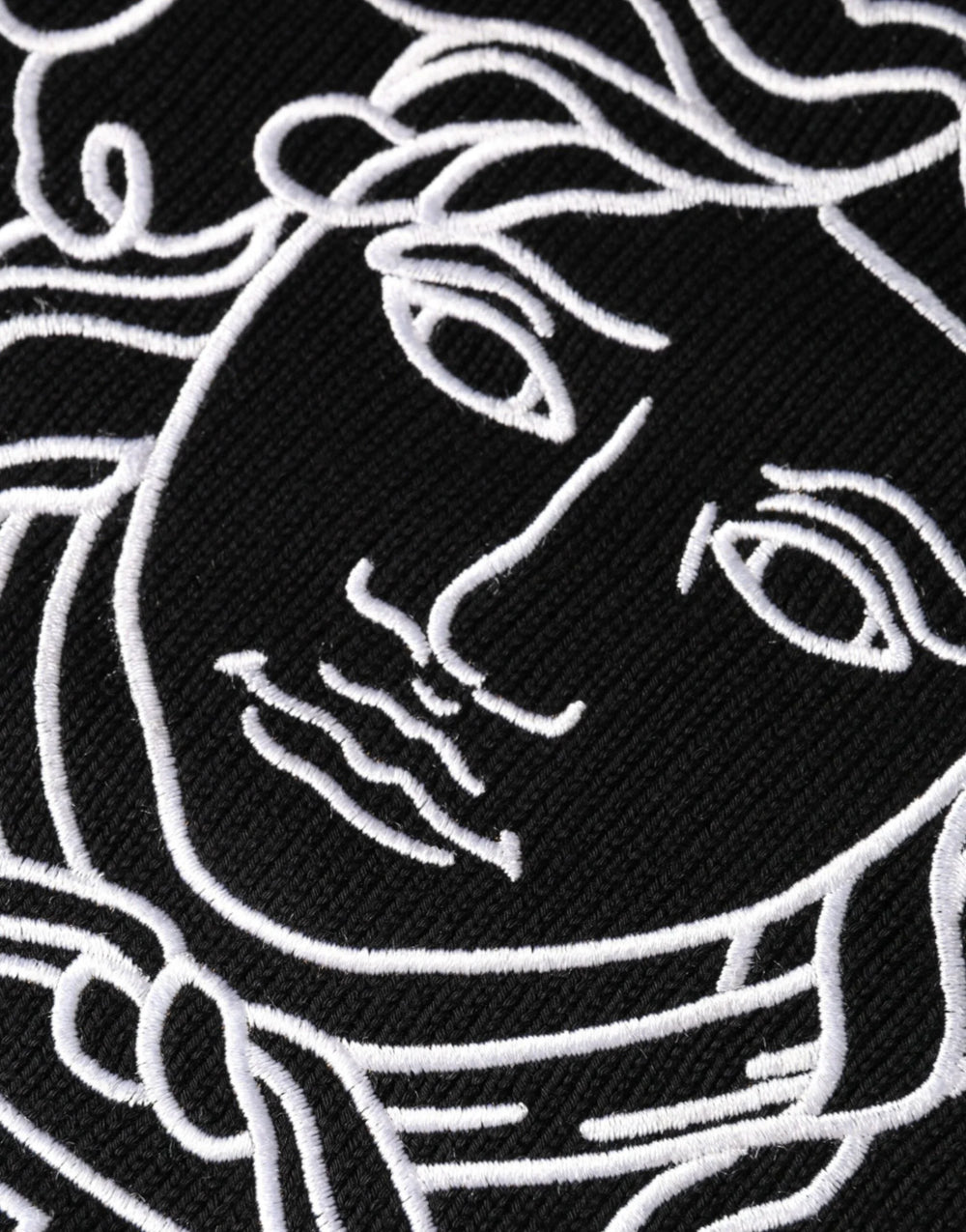 Versace Black Medusa Embroidery Crew Neck Pullover Sweater - Sweaters