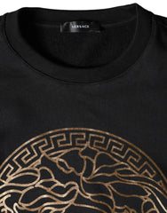 Versace Black Medusa Fleece Cotton Crew Neck Sweatshirt Sweater - Sweatshirts