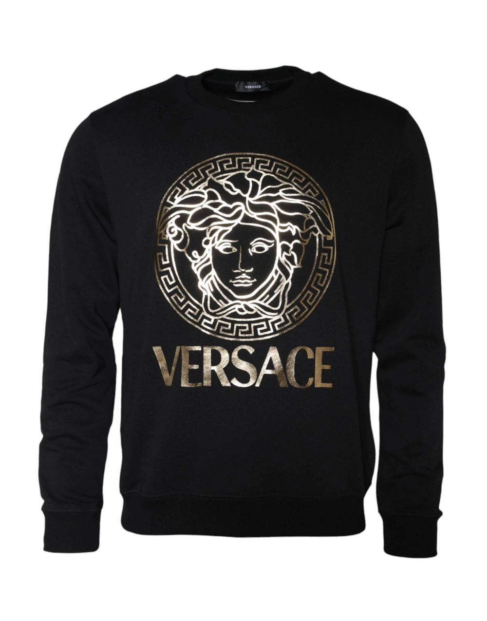 Versace Black Medusa Fleece Cotton Crew Neck Sweatshirt Sweater - Sweatshirts