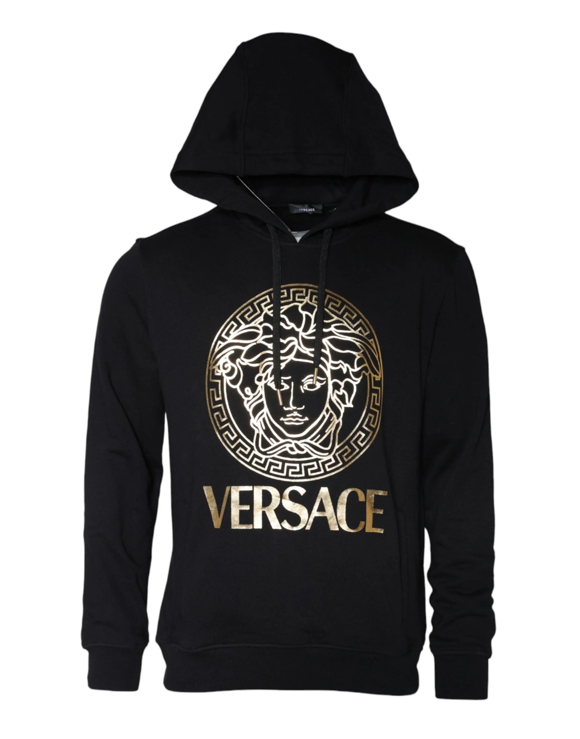 Versace Black Medusa Print Cotton HoodiePullover Sweatshirt Sweater - Hoodies