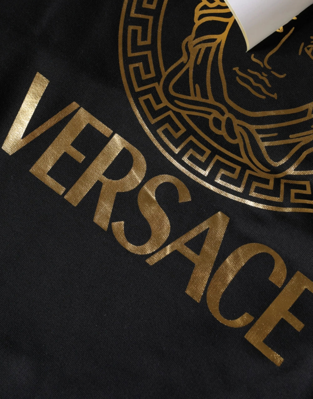 Versace Black Medusa Print Cotton HoodiePullover Sweatshirt Sweater - Hoodies