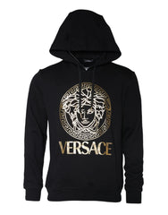 Versace Black Medusa Print Cotton HoodiePullover Sweatshirt Sweater - Hoodies