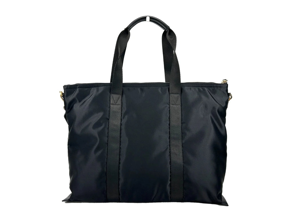 Versace Black Nylon Fabric La Medusa Shoulder Tote Bag