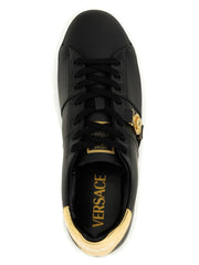 Versace svarte nylon lave sneakers