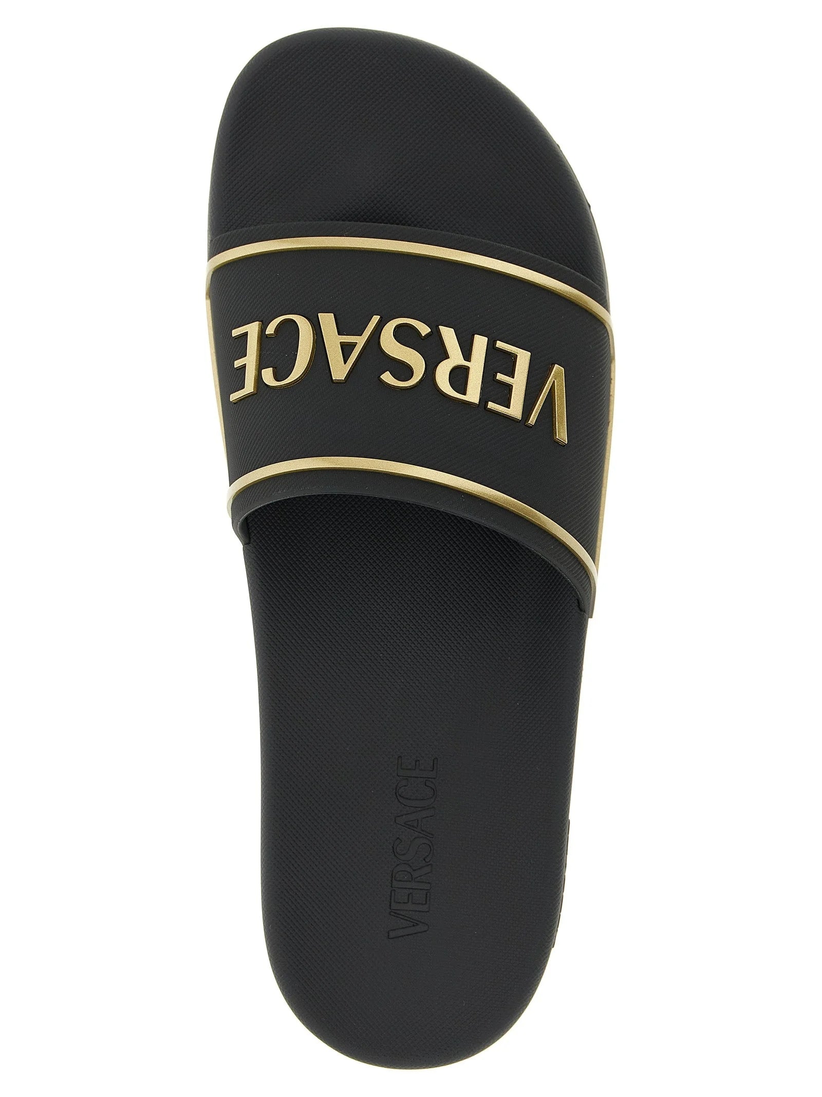 Versace Black Polyurethane Slides
