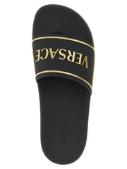 Versace Black Polyurethane Slides