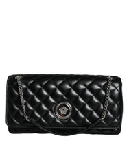 Versace Black Quilted Lambskin Leather Crossbody Shoulder Bag - Cross Body Bags