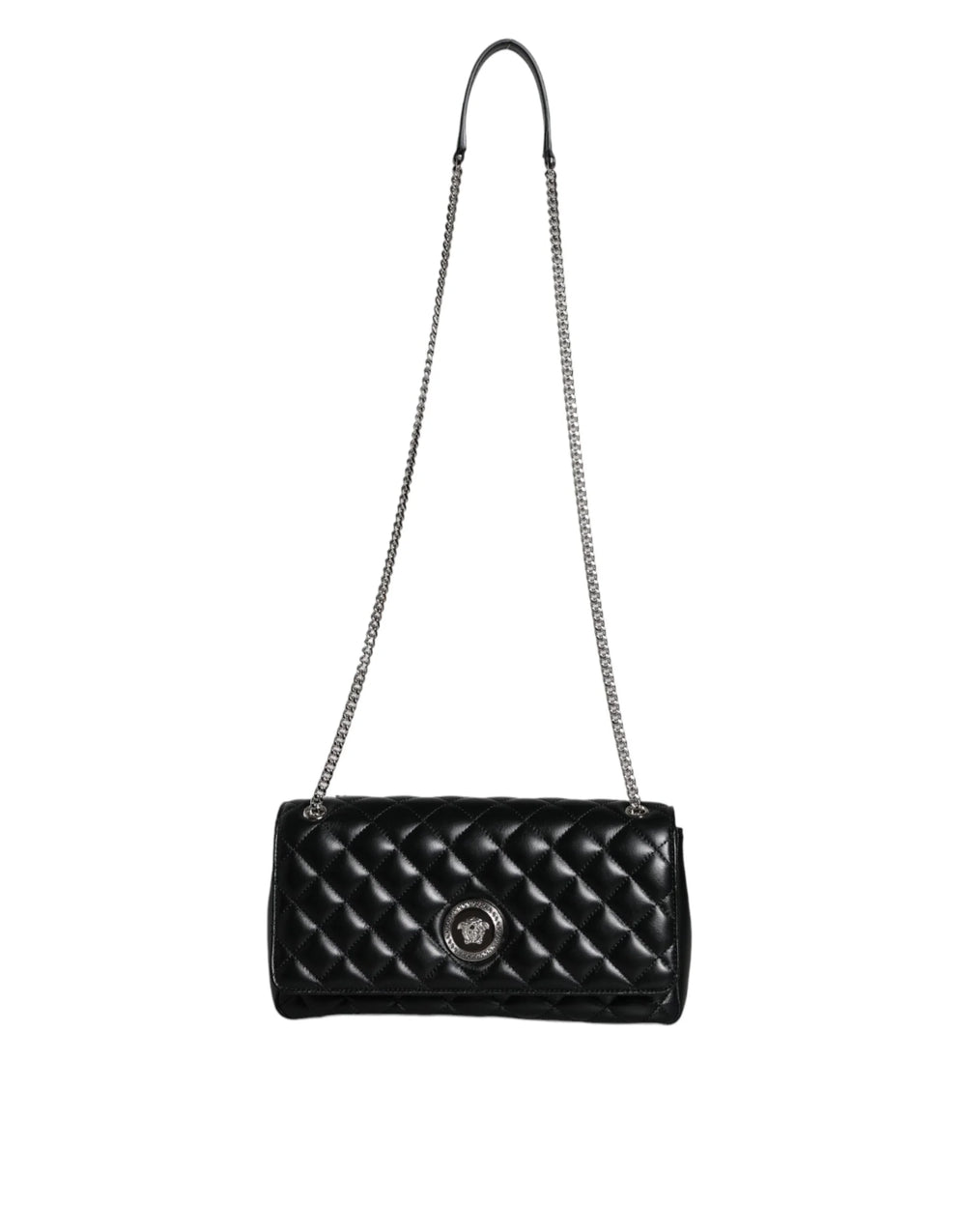 Versace Black Quilted Lambskin Leather Crossbody Shoulder Bag - Cross Body Bags