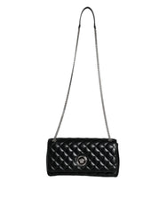 Versace Black Quilted Lambskin Leather Crossbody Shoulder Bag - Cross Body Bags